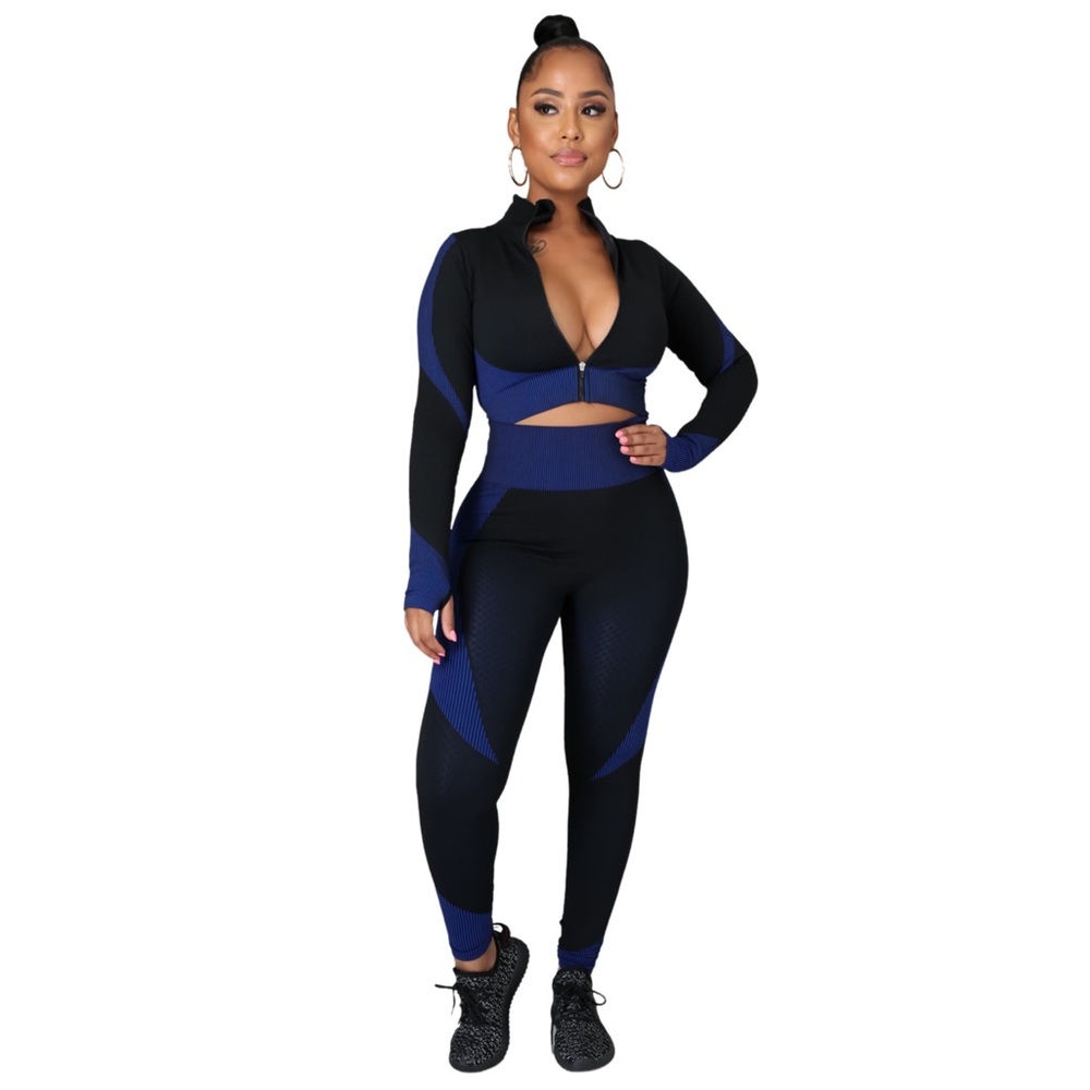 Royal/Black Activewear Two Piece Set